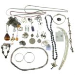 A selection of mostly silver jewellery.