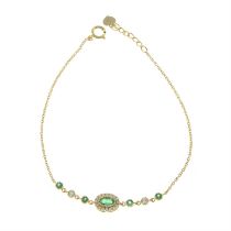 An 18ct gold emerald and diamond bracelet.