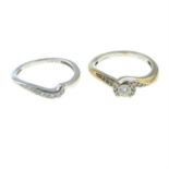 Two 9ct gold diamond rings.