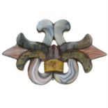 A late Victorian agate silver brooch.