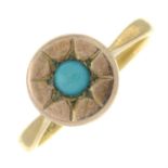 An 18ct gold turquoise single-stone ring.