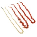 Three early 20th century coral necklaces.