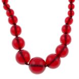 A graduated bakelite bead necklace.