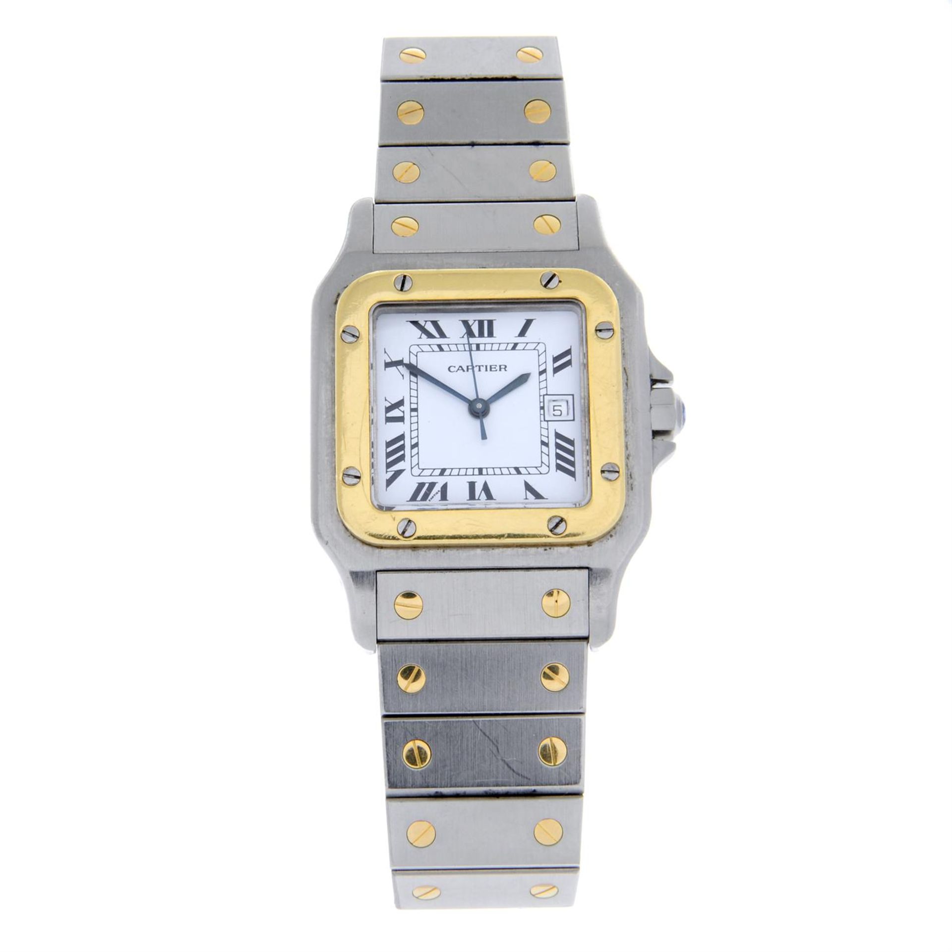 CARTIER - a bi-metal Santos Galbée bracelet watch, 30x30mm
