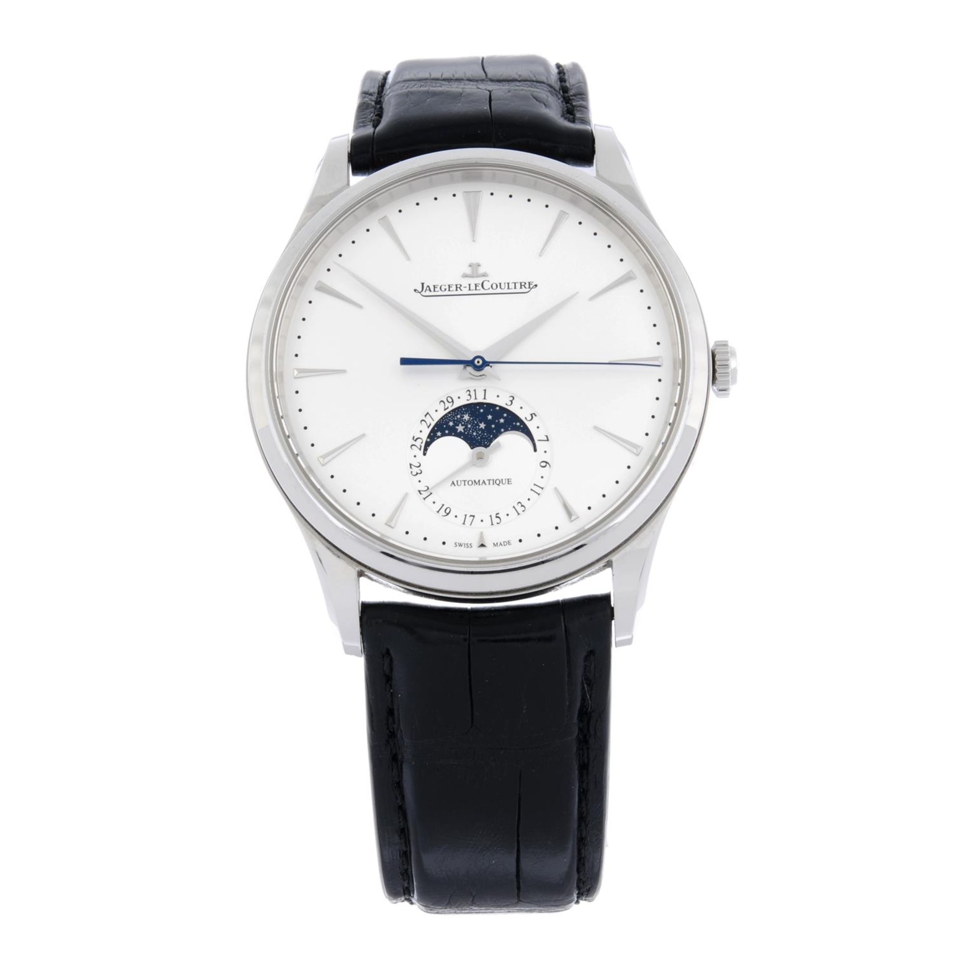 JAEGER-LECOULTRE - a stainless steel Master Ultra-Thin Moonphase wrist watch, 38mm.