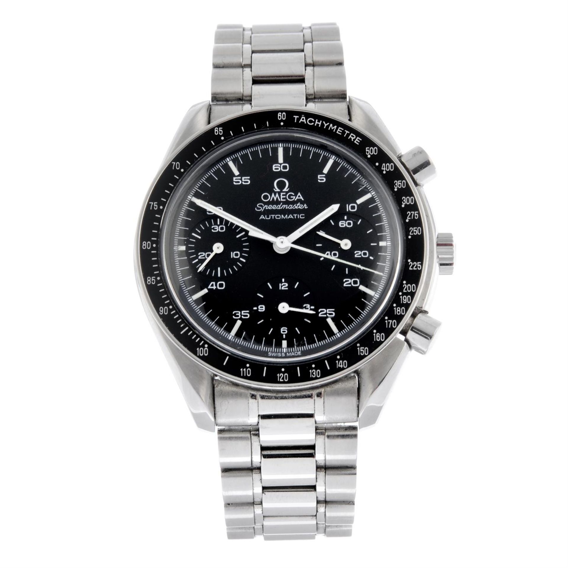 OMEGA - a stainless steel Speedmaster 'Reduced' chronograph bracelet watch, 39mm.