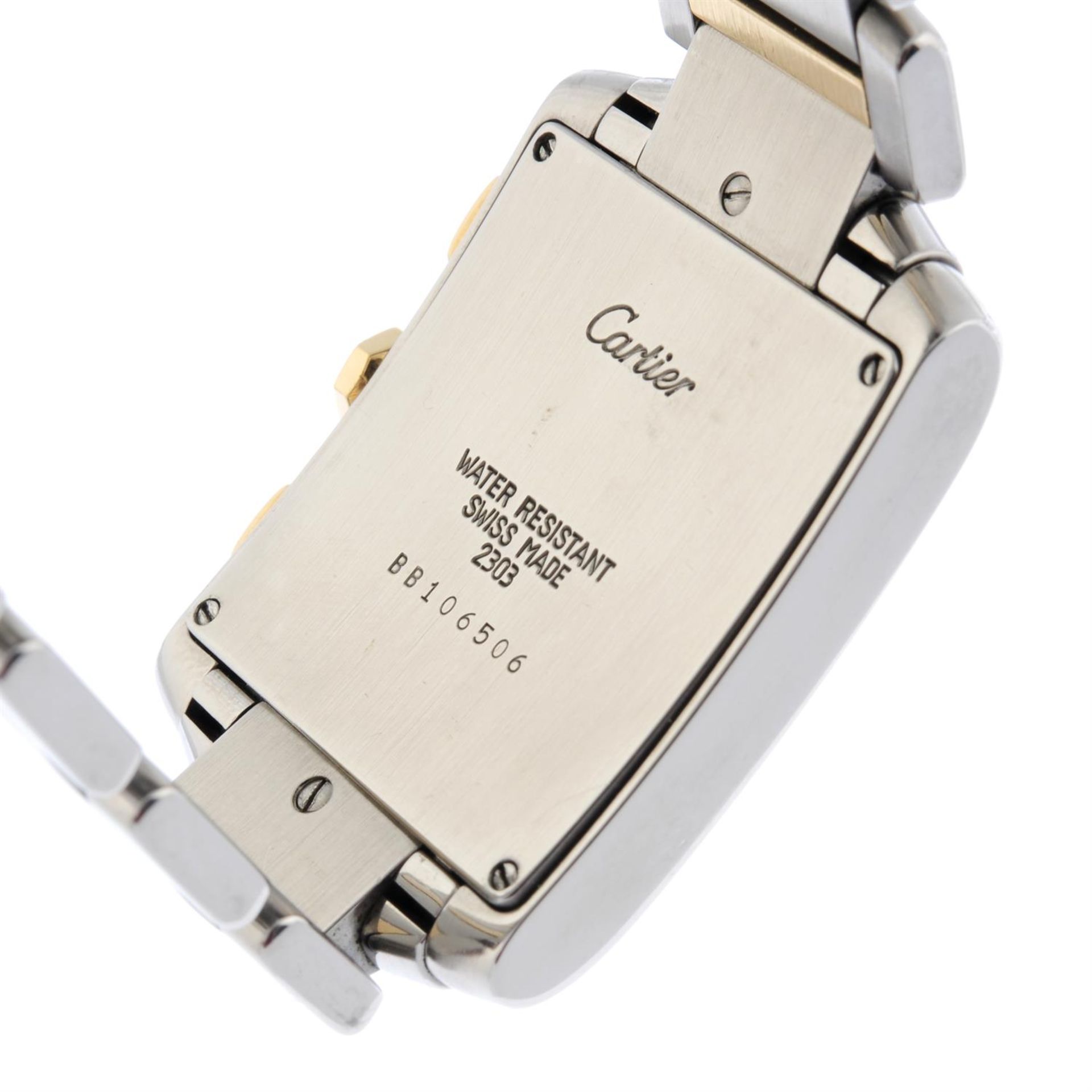 CARTIER - a bi-metal Tank Française chronograph bracelet watch, 28x28mm. - Image 4 of 6