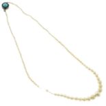 An early 20th century cultured, imitation and seed pearl single-strand necklace, with a gold and