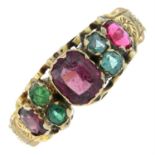 A late Victorian 12ct gold gem-set ring.