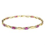 A 9ct gold ruby and single-cut diamond bracelet.