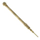 A Victorian gold retractable pencil, with citrine terminal.