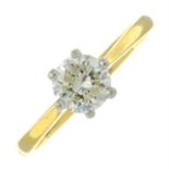 An 18ct gold brilliant-cut diamond single-stone ring.