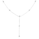 An 18ct gold necklace, with brilliant-cut diamond spacers, and similarly-designed drop.