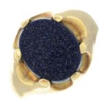 A 9ct gold blue goldstone signet ring.