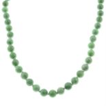 A jade bead single-strand necklace.