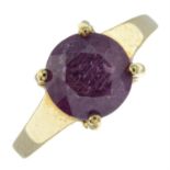 A 9ct gold ruby single-stone ring.