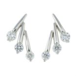 A pair of 18ct gold brilliant-cut diamond drop earrings.