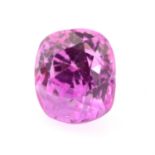 A cushion-shape pink sapphire, weighing 0.93ct.