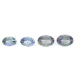 Four vari-shape tanzanites, total weight 3.23cts.