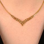 An 18ct gold brilliant-cut diamond chevron necklace.