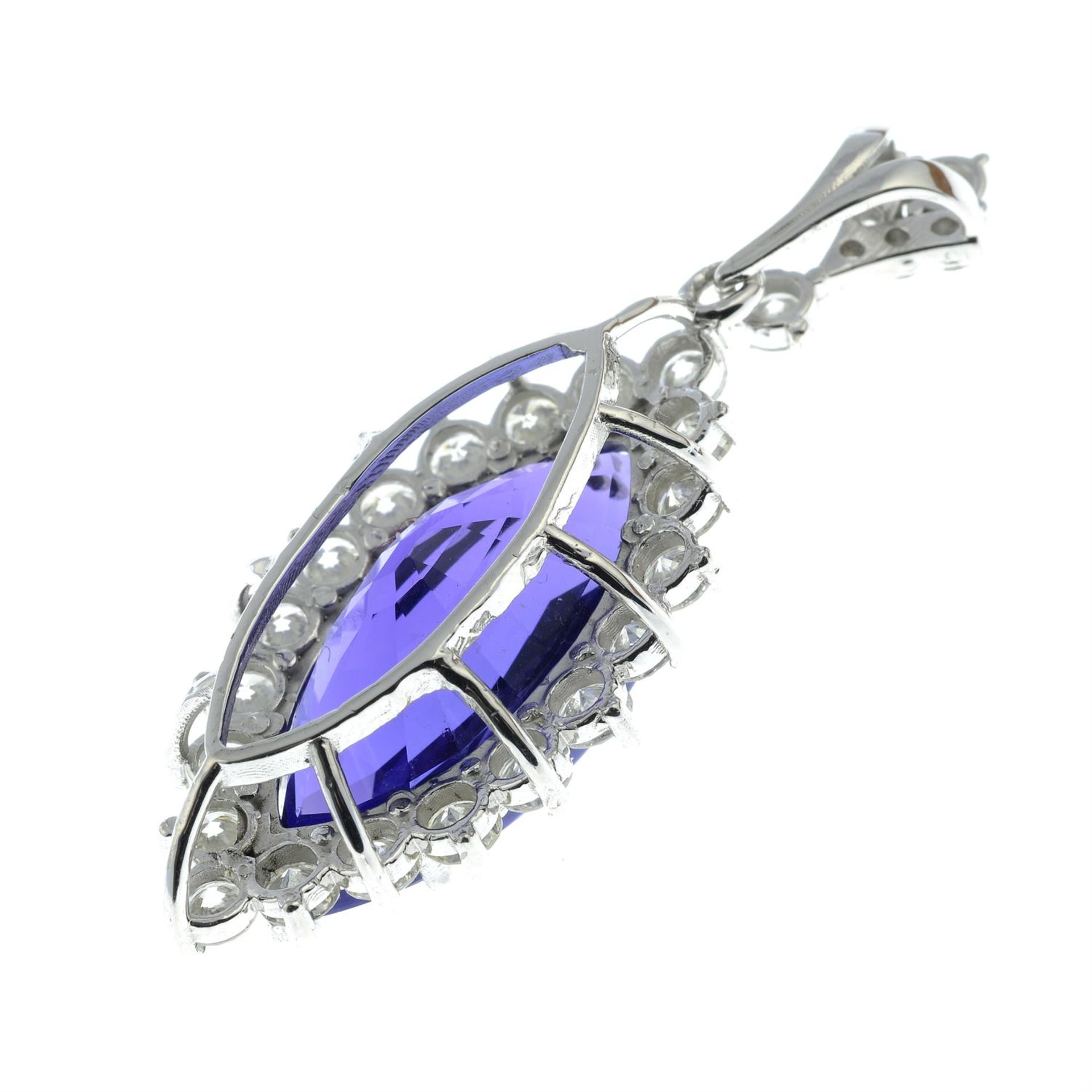 A tanzanite and brilliant-cut diamond cluster pendant. - Image 3 of 4