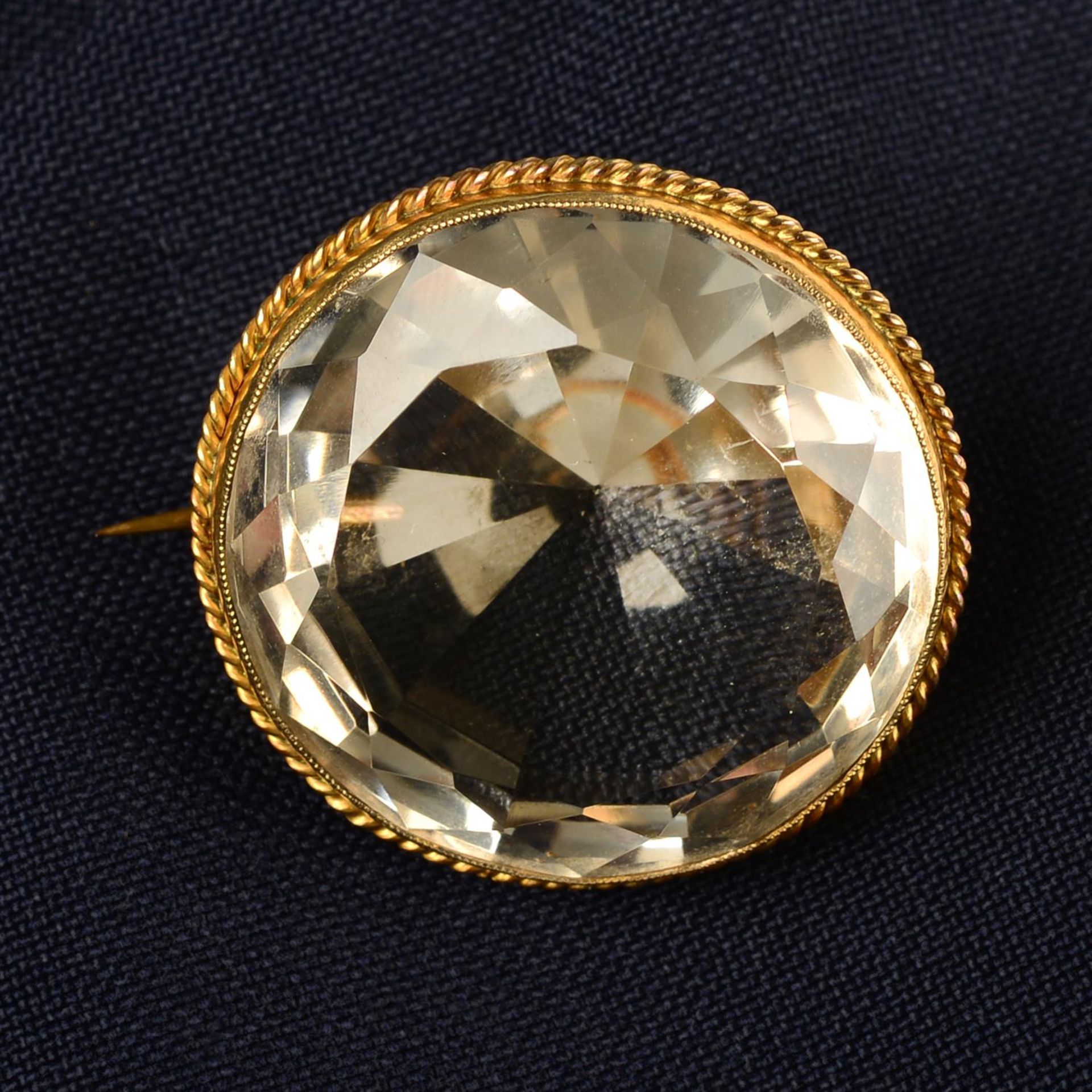 A late Victorian 9ct gold rock crystal brooch.