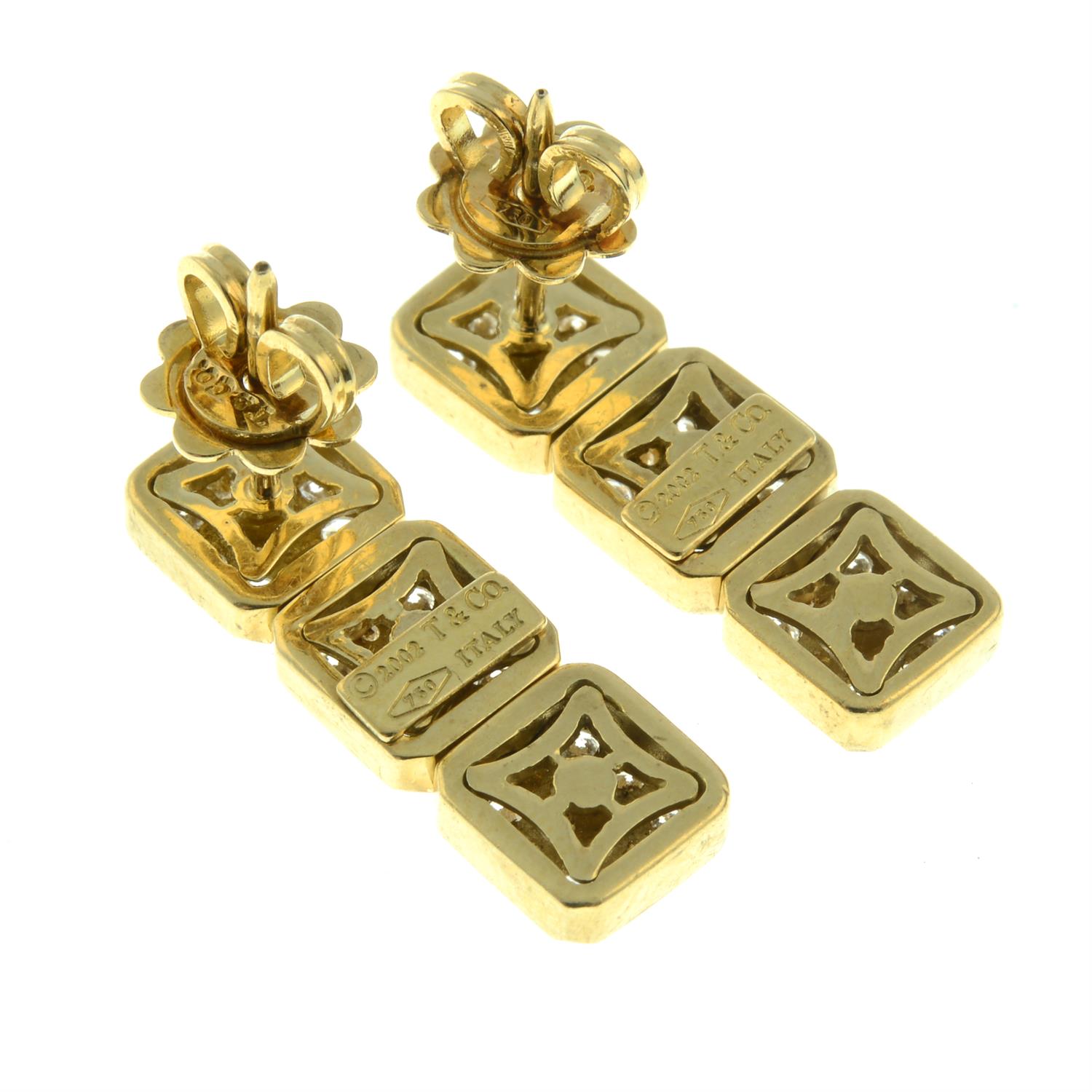 A pair of 18ct gold pavé-set diamond articulated panel earrings, by Tiffany & Co. - Image 3 of 3