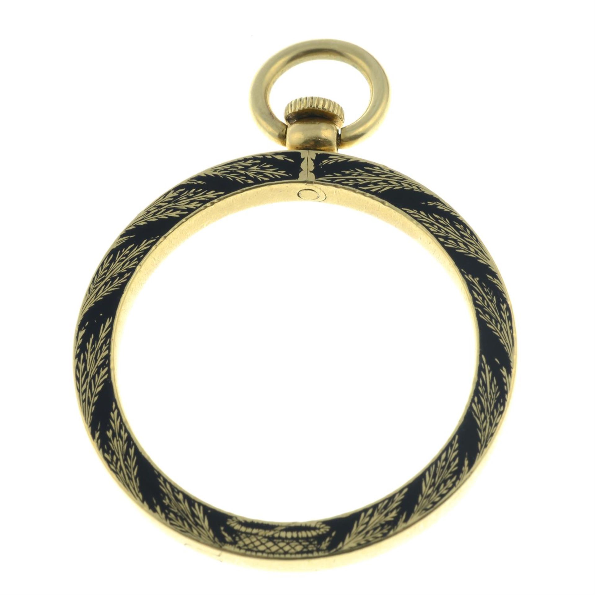 A 19th century 15ct gold black enamel, mourning hinged loop pendant. - Image 3 of 4