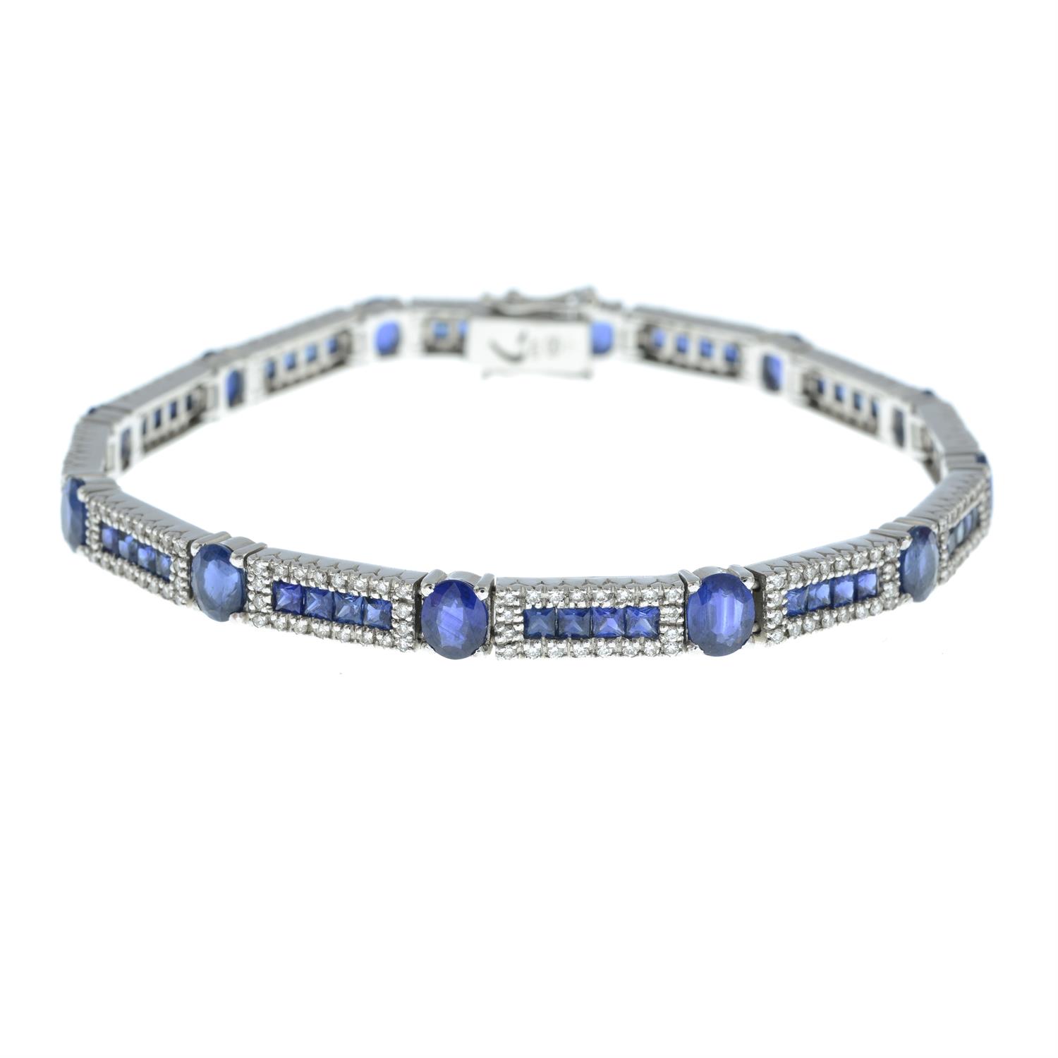 A sapphire and brilliant-cut diamond bracelet. - Image 2 of 3