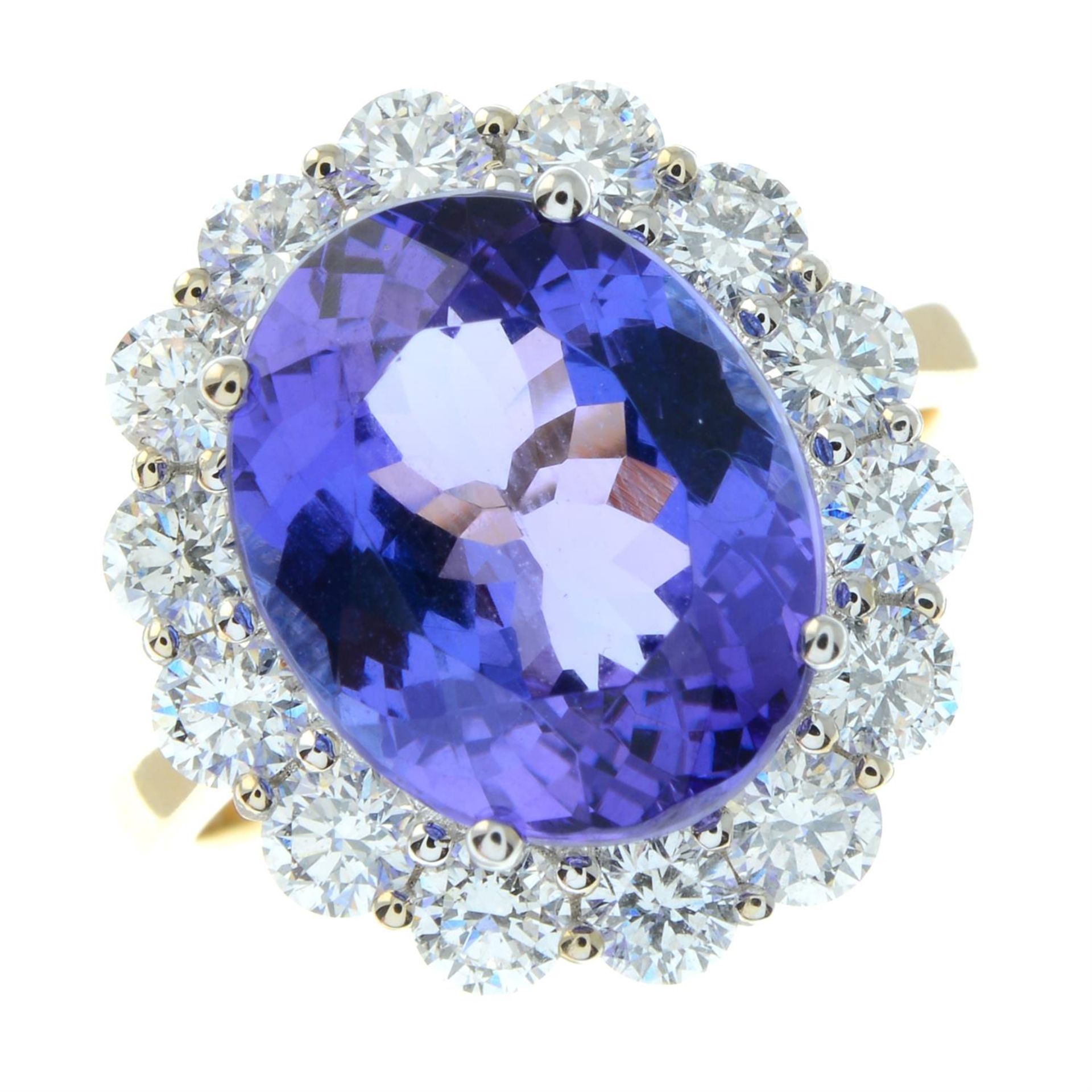 An 18ct gold tanzanite and brilliant-cut diamond cluster ring. - Image 2 of 5