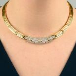 A brilliant-cut diamond articulated collar necklace.