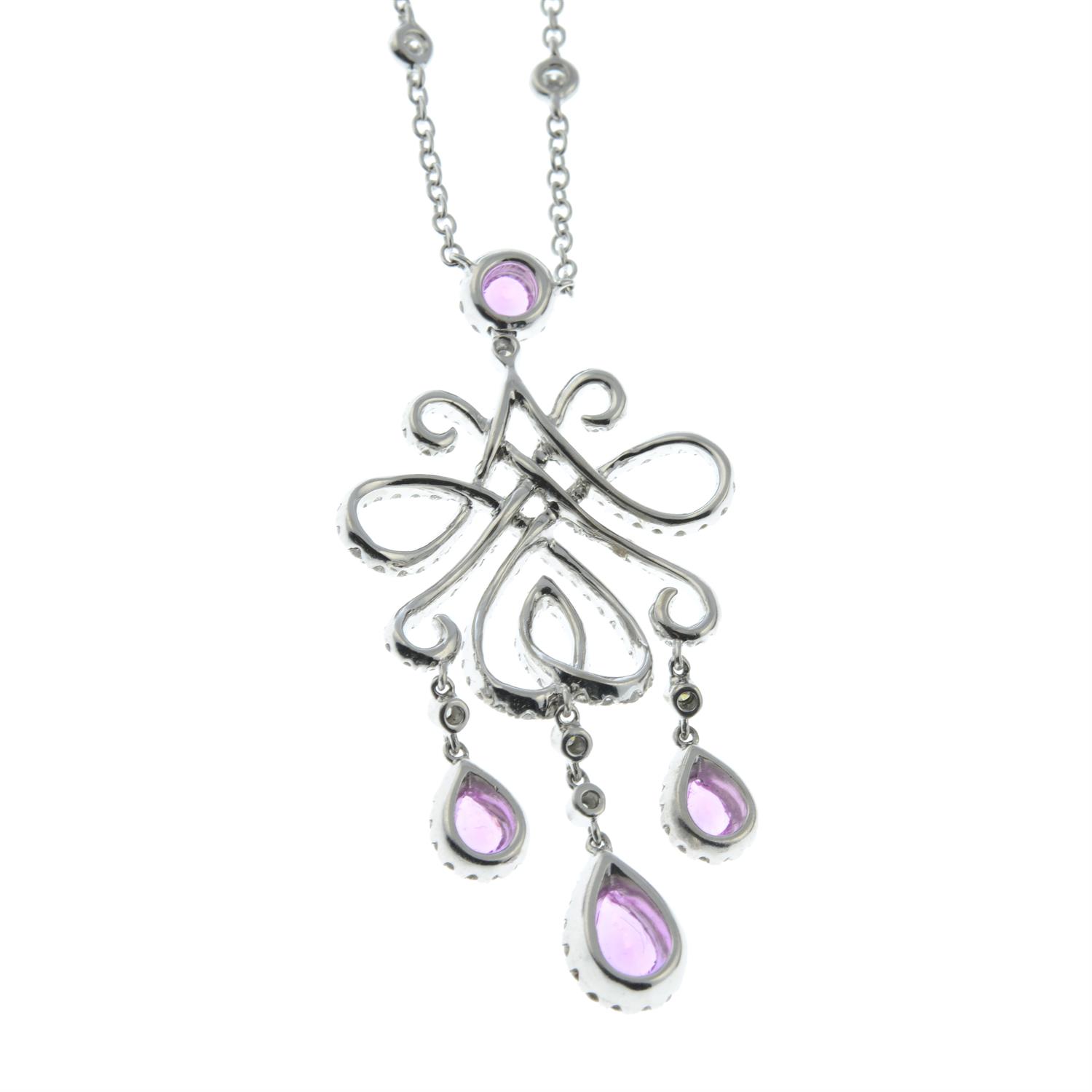 A brilliant-cut diamond and pink sapphire necklace. - Image 3 of 5