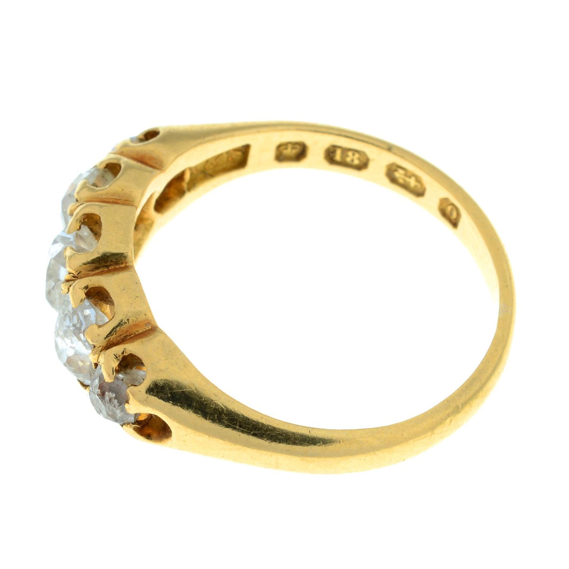 A mid Victorian 18ct gold old-cut diamond five-stone ring. - Image 4 of 5