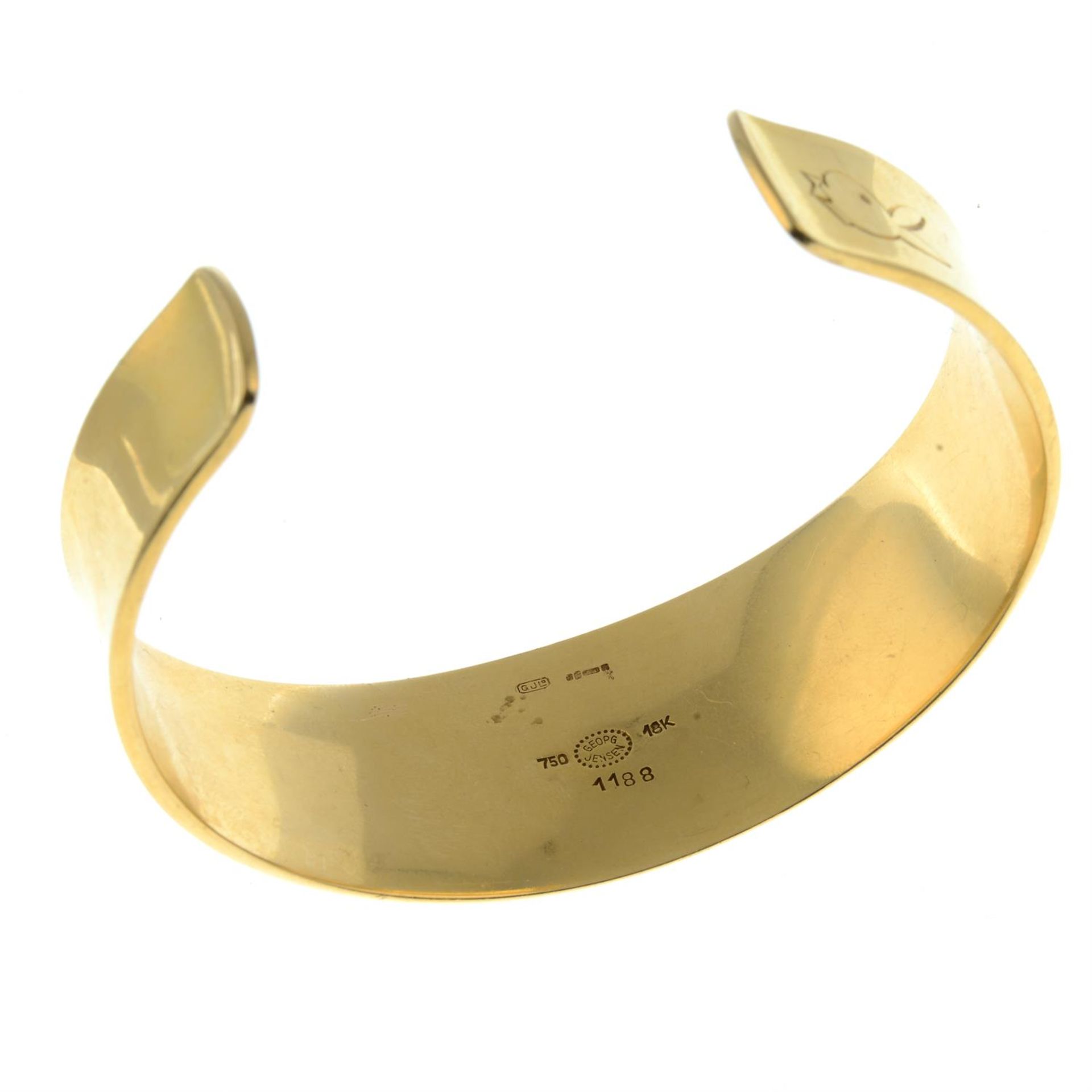 A 1970s 18ct gold flared bangle, by Georg Jensen, with later engraved bunny. - Image 3 of 4