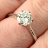 A 18ct gold brilliant-cut diamond single-stone ring.