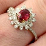 A 'Pigeon's Blood' Burmese ruby and vari-cut diamond dress ring.