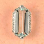 An aquamarine and brilliant-cut diamond pendant.