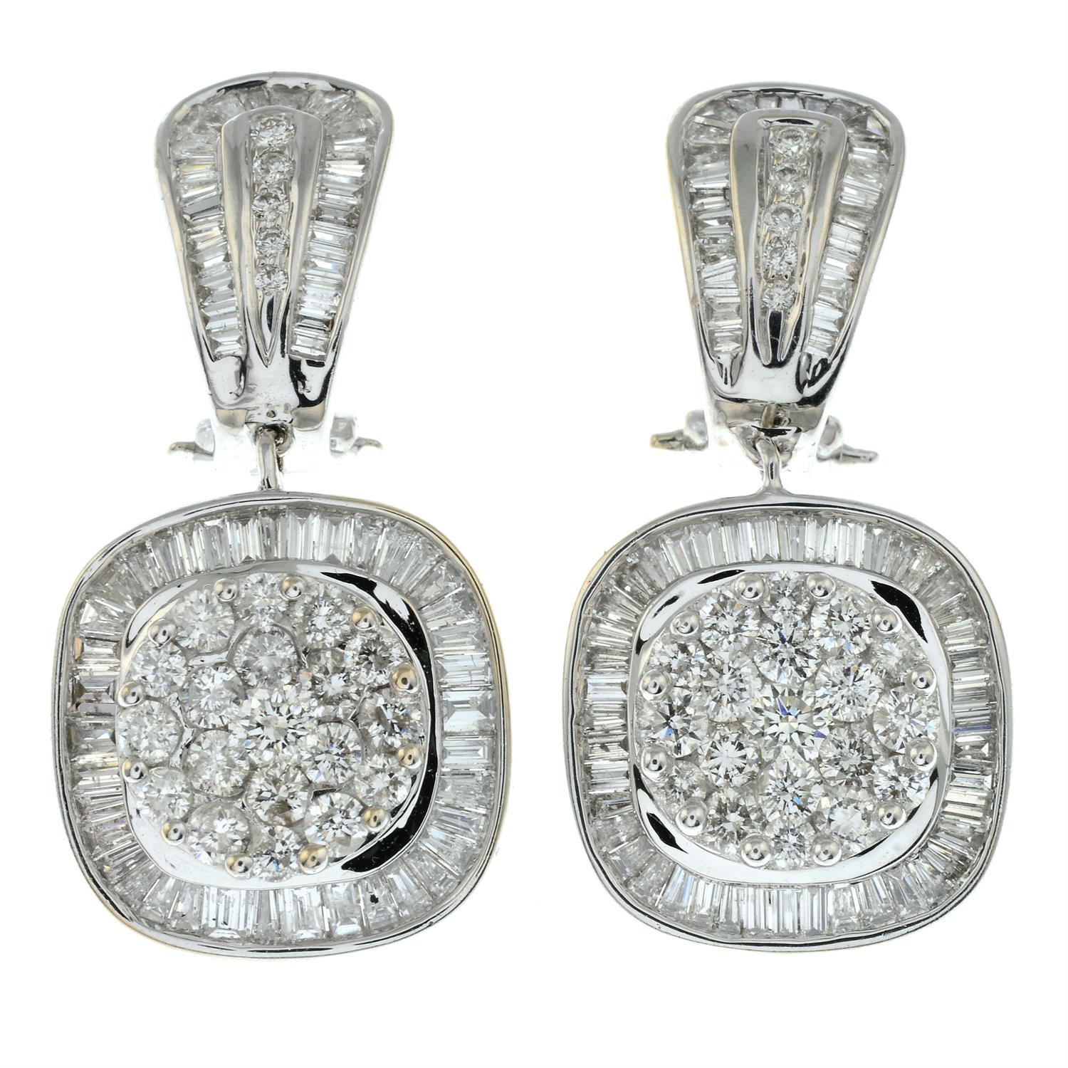A pair of pavé-set vari-cut diamond drop earrings. - Image 2 of 3
