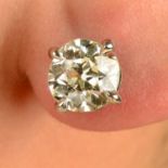 A pair of 18ct gold old-cut diamond stud earrings.