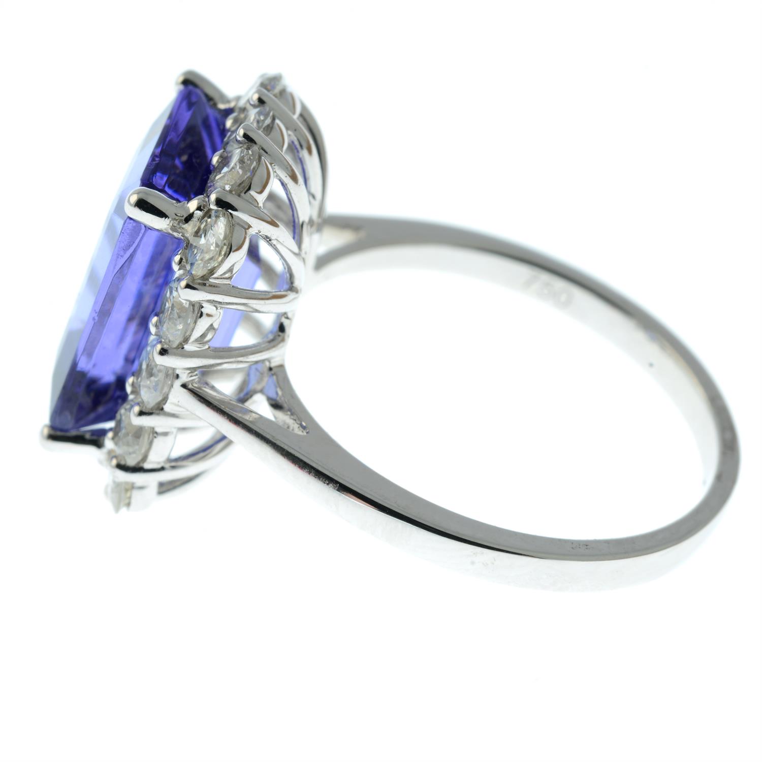 An 18ct gold tanzanite and brilliant-cut diamond cluster ring. - Image 3 of 5