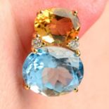 A pair of 18ct gold topaz, citrine and diamond 'Kiki Classics' earrings, by Kiki McDonough.