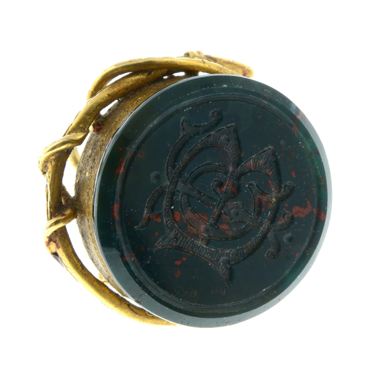 A Victorian gold bloodstone seal, with figural horse and encircling whip. - Image 3 of 4