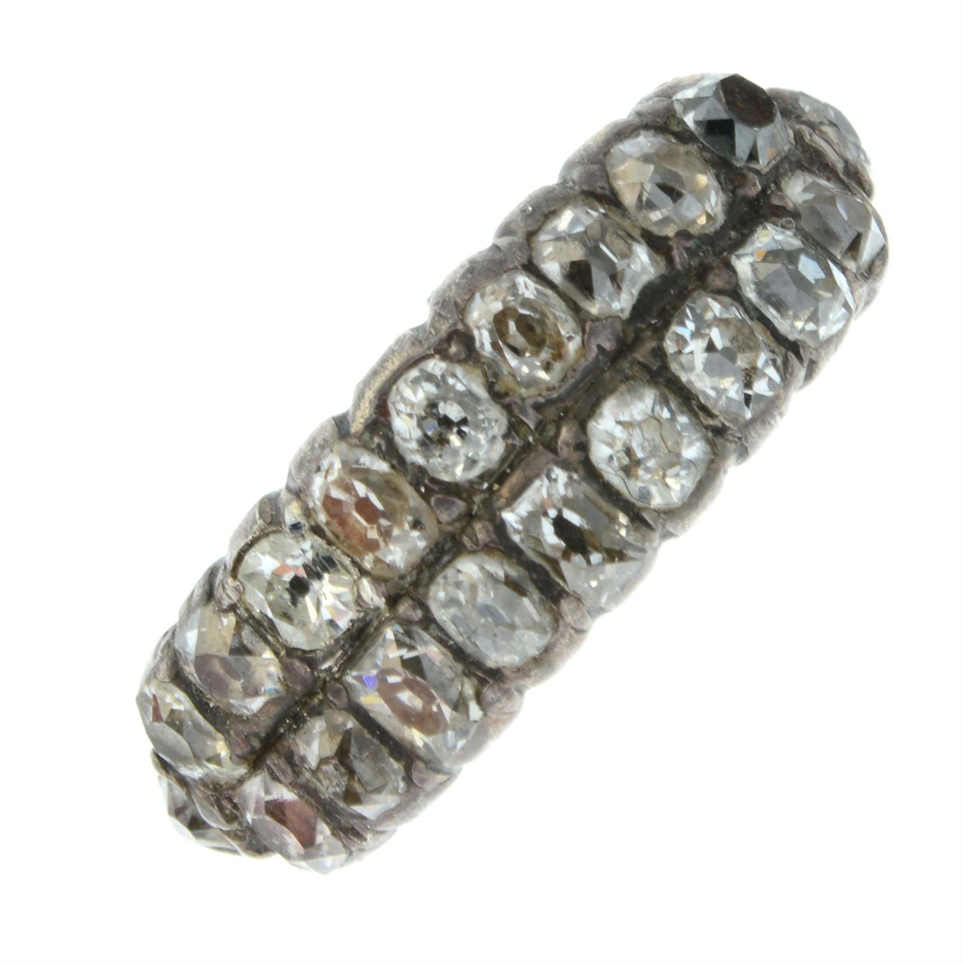 A late Georgian/early 19th century silver and gold old-cut diamond two-row ring. - Image 2 of 5