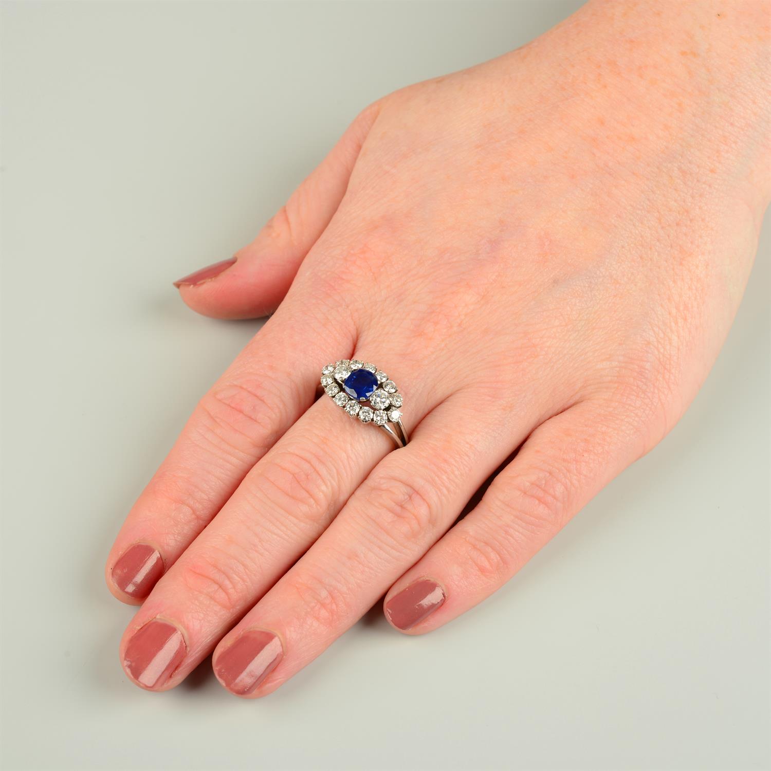 A Basaltic sapphire and brilliant-cut diamond dress ring. - Image 5 of 5