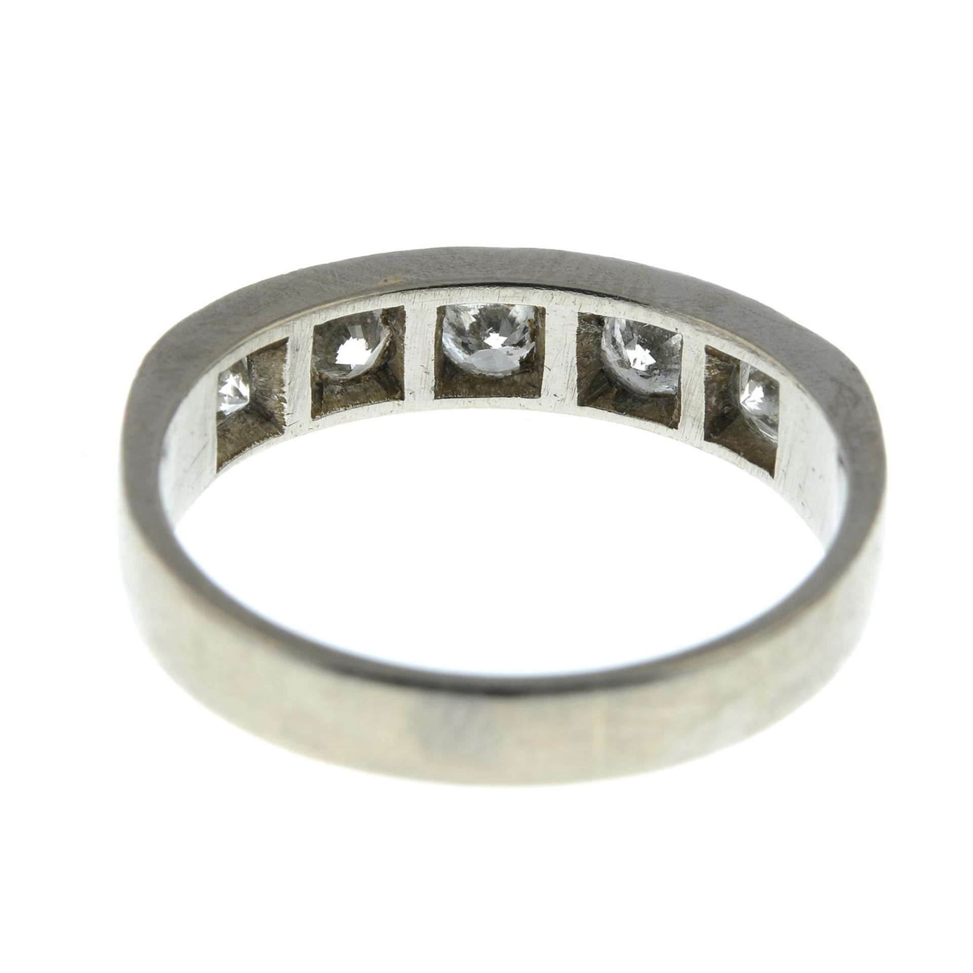 A mid 20th century 18ct gold brilliant-cut diamond five-stone band ring. - Image 4 of 5