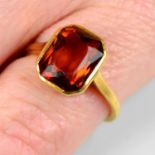 An early to mid 20th century 18ct gold citrine single-stone ring.