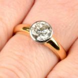 An 18ct gold brilliant-cut diamond collet single-stone ring.