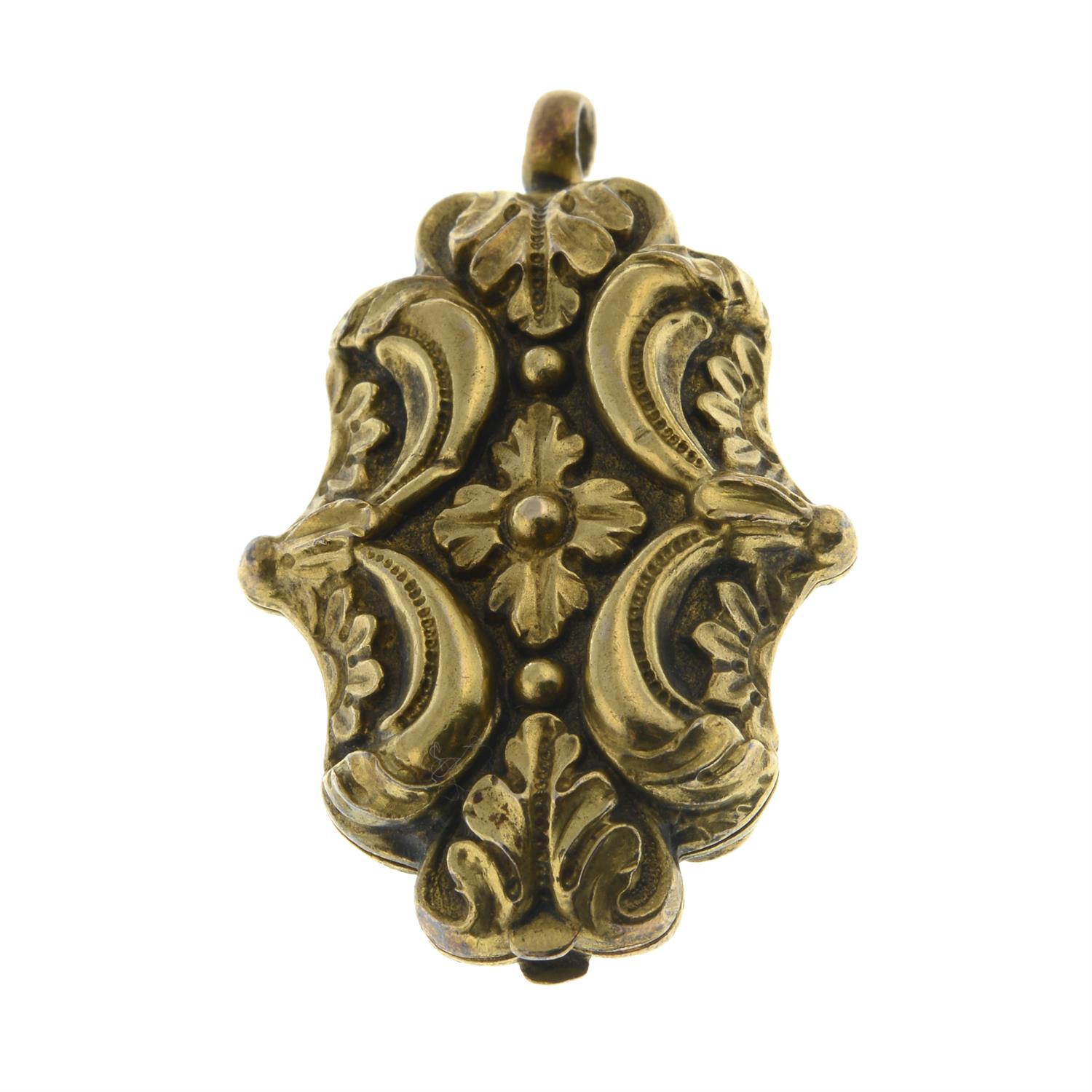 An early 19th century 18ct gold foliate embossed vinaigrette, with original sponge. - Image 3 of 4