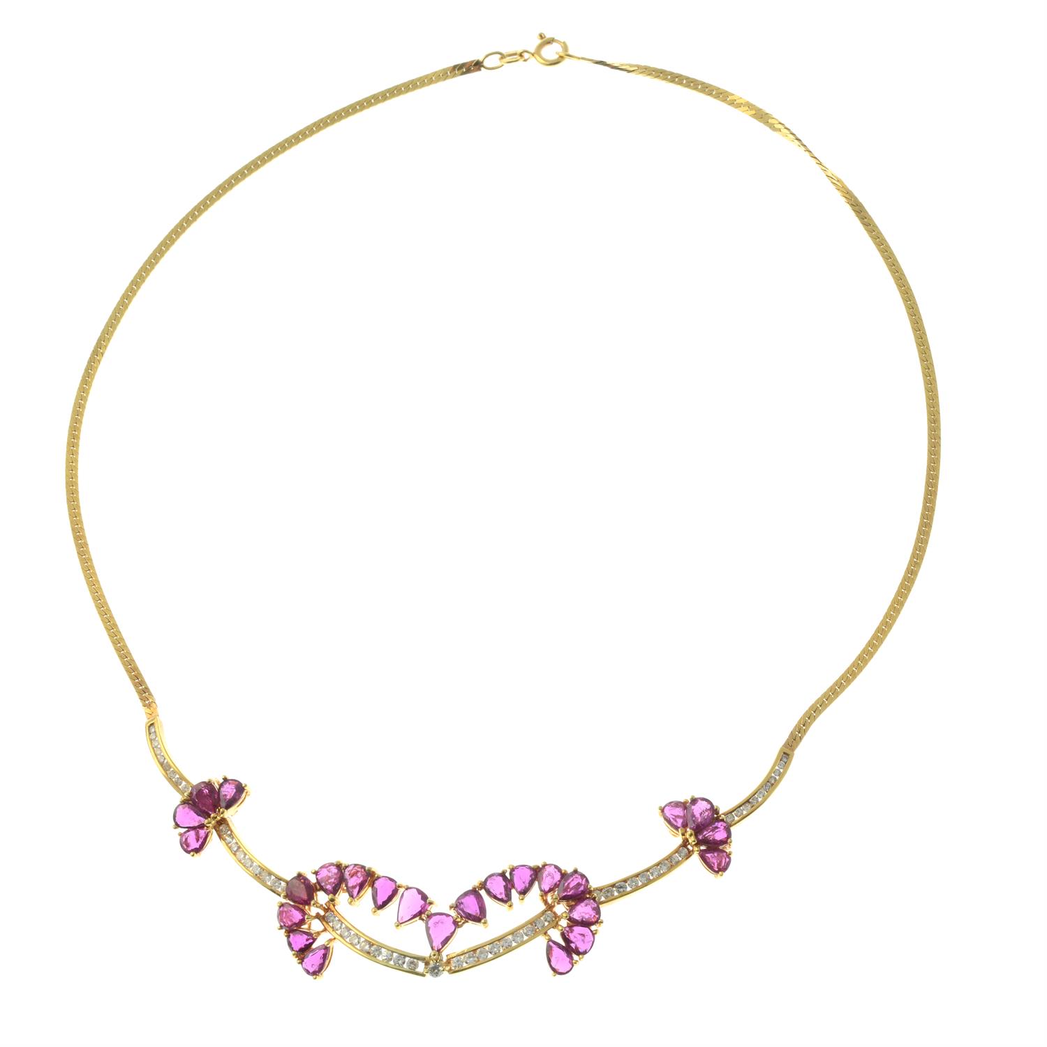 A ruby and brilliant-cut diamond necklace. - Image 3 of 5