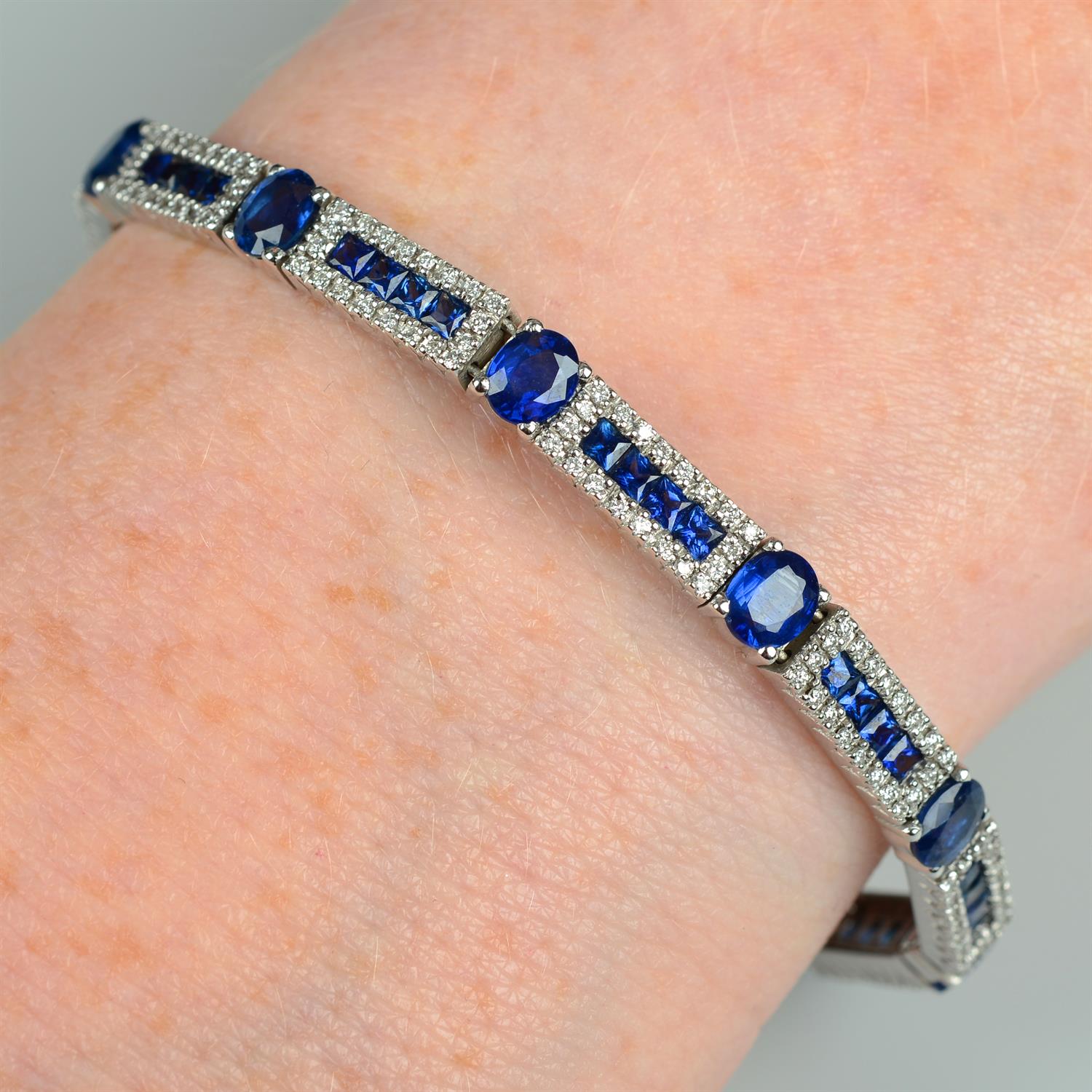 A sapphire and brilliant-cut diamond bracelet.